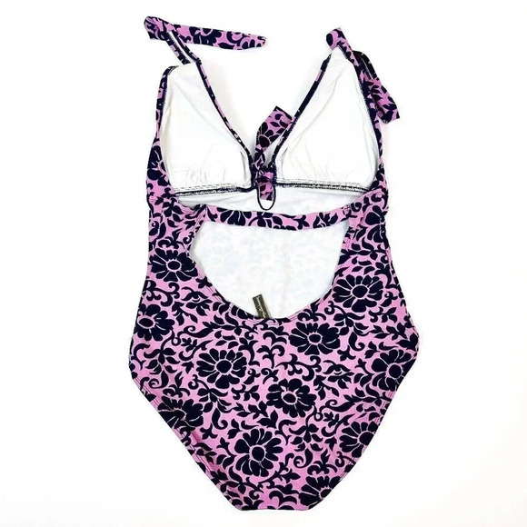 TOMMY BAHAMA One Piece Plunging Keyhole Neck Halter Swimsuit 10 - Picture 2 of 9